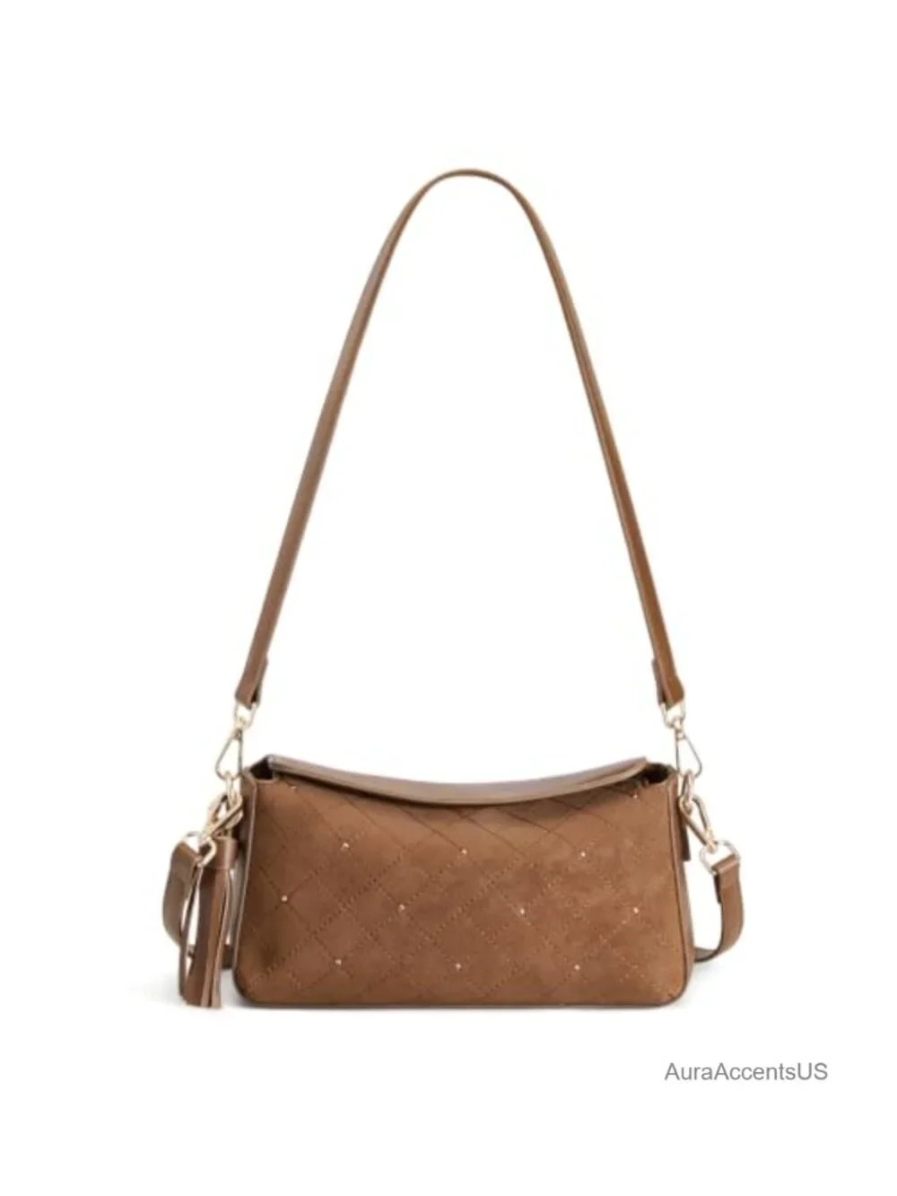 Vegan Suede Hobo Crossbody Bag Women 2 Straps Shoulder Purse